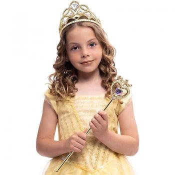 Kit de Princesa Dorado Deluxe Infantil con Tiara y Diadema