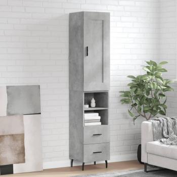 Aparador de hormigón gris 34,5x34x180 cm de madera multicapa
