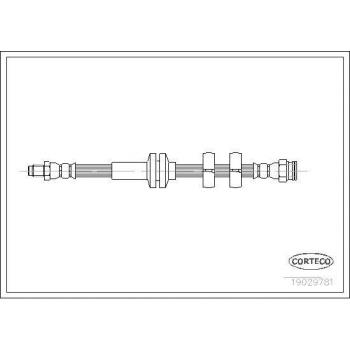 Latiguillo de freno CORTECO 19029781 - Manguera flexible para sistema de frenos, fabricada en material resistente a la corrosión, con conexiones metálicas y cumplimiento de normativas de seguridad
