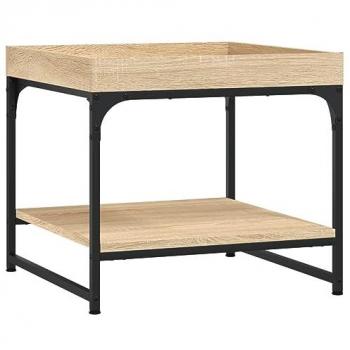Mesa de centro de madera de ingeniería 49,5x49,5x45 cm en color Negro, Roble Sonoma y Roble ahumado para salón o comedor