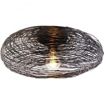 Plafón de techo Lindby Kaviya, negro, Ø 40 cm, hierro, E27, diseño moderno para salón y comedor (1 llama)