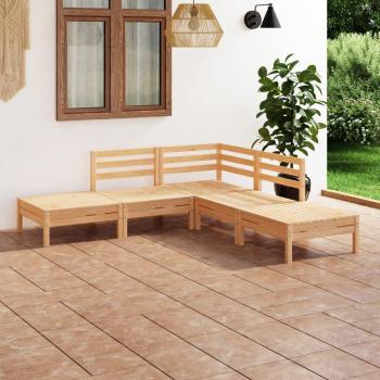 5 Piece Solid Pinewood Garden Lounge Set