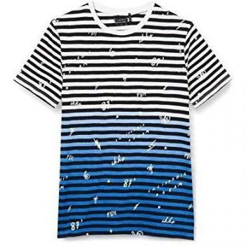IKKS Junior tee-Shirt Noir/Bleu Camiseta, Blanco