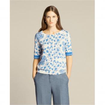Jersey de mujer estampado con escote barco