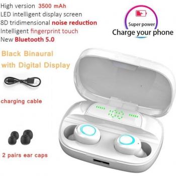 Auriculares Inalámbricos Bluetooth 5.0 con Control Táctil, Estéreo 9D, Estuche de Carga de 3500mAh y Pantalla LED, Compatibles con Todos los Smartphones