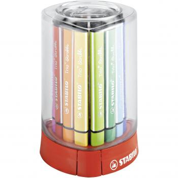 Rotulador triangular con punta de fibra amortiguada STABILO Trio Scribbi - Estuche con 12 colores
