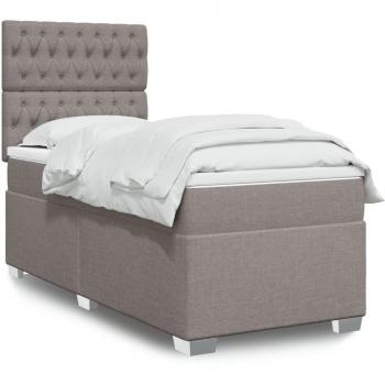 Bastidor de cama box spring con colchón Tortera 100x200 cm en tela gris taupe