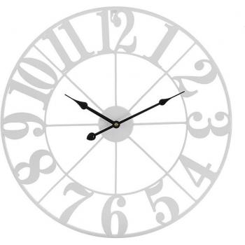 Reloj de Pared Decorativo Versa Apikale Metal Blanco 50 cm, Medidas 50 x 4 x 50 cm, Ideal para Cocina, Salón, Comedor o Habitación
