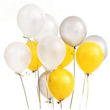 PuTwo Globos Dorados y Blancos, Globos 100 Unidades de 12 Pulgadas Globos de Helio Paquete de Globos Dorados Globos Blancos y Globos Plateados para Decoracion Cumpleaños, Globos Bautizo, Globos Boda