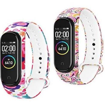Senka 2 Pack Correas Compatible con Xiaomi Mi Band 4 Xiaomi Mi Band 3,Coloridos Suave Silicona Pulseras de Repuesto para Xiaomi Mi Smart Band 4 y Xiaomi Mi Smart Band 3