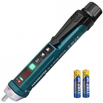 HANMATEK AC1 Detector de Voltaje sin Contacto con Pantalla LCD,12V-1000V Detector de Tension, Linterna LED/Alarma Sonora y Luminosa/Sensibilidad Ajustable, Distinción de Cable Vivo/Nulo