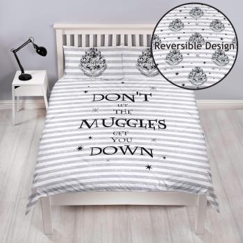 HARRY POTTER Juego de Funda de edredón Cama Doble, diseño Reversible de Dos Caras «Don’t Let The Muggles»