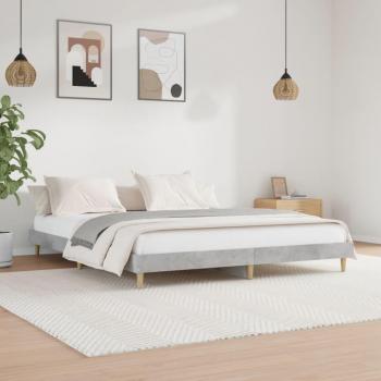 Cama de hormigón gris 200x200 cm con estructura de madera contrachapada multicapa
