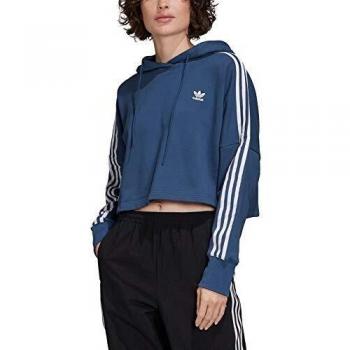 adidas Cropped Hood Sudadera, Mujer, Azul