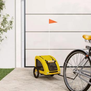 Remolque de bicicleta para mascotas de hierro y tela Oxford color amarillo