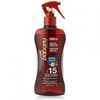 BABARIA Protective Sun Oil with Tahitian Monoi Oil, Tanning Accelerator SPF 15 – 300ml