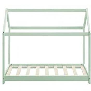 Cama Infantil Casa Pablo Color Menta 90 x 190 cm Estructura de Madera de Pino y Listones Contrachapados
