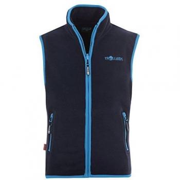 Trollkids Chaleco para Niños de Polar Arendal, Color Azul Marino/Azul Claro Talla 14 años