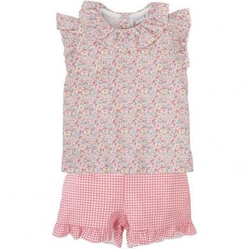 Pijama de niña en cuadros vichy con volantes