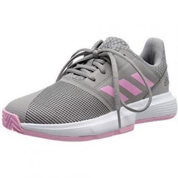 Adidas Courtjam Xj, Zapatillas de Tenis Unisex Niños, Gris Light Granite/True Pink/FTWR White, 37 1/3 EU