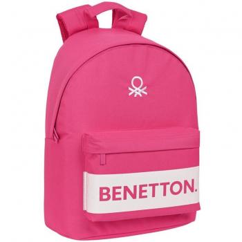 Mochila para Portátil Benetton Raspberry Safta 41cm - Rosa Fucsia - Tamaño 31x41x16cm - Compartimento Acolchado para Portátil de hasta 14.1