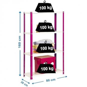 Estantería SimonHome Classic Mini 4/300 Rosa/Blanco, modelo P02100204168034, de la marca Simon Rack