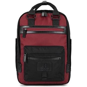 SEVENTEEN LONDON - Mochila 'Wimbledon' Moderna, Sencilla y Unisex con un Acabado Negro y Burdeos en el Estilo de una Mochila escandinava, computadora portátil de hasta 13