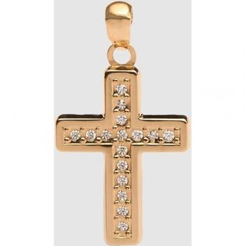 Colgante de niña con cruz de oro y circonita