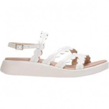 Sandalias planas de piel con tiras circulares - Blanco Wonders