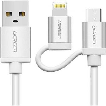UGREEN MFi Certificado Cable Lightning y Cable Micro USB 2-en-1 para Cargar y Transmitir Datos para iPhone X, iPhone 8 Plus, iPhone 7,7plus,6,6S, Samung, Huawei,ect