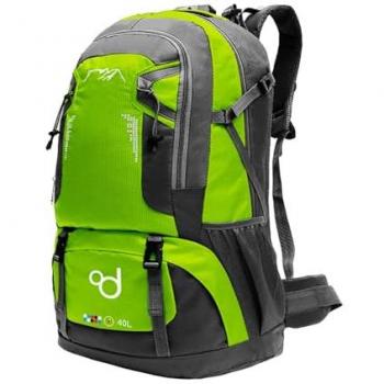 Mochila Impermeable Verde Claro 40L con Cierres, Asas Acolchadas y Correas de Seguridad para Senderismo y Camping
