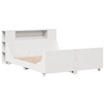 Estructura de Cama sin Colchón Blanca 150x200 cm King Size Madera Maciza de Pino
