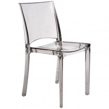 GRANDSOLEIL a Auriculares – Silla apilable, policarbonato, Transparente, 50 x 48 x 81,5 cm