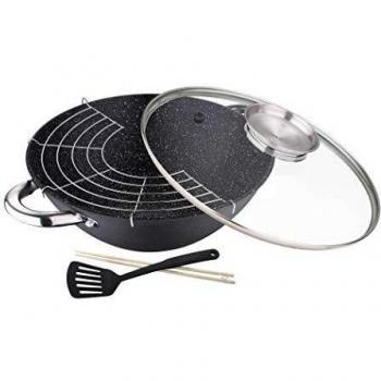 Renberg Wasabi Wok, Hierro Fundido, Negro, 28 cm
