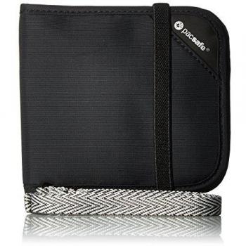 Pacsafe RFIDsafe V100 Anti-Theft RFID Blocking Bi-Fold Wallet - Black