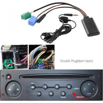 Adaptador Bluetooth 5.0 con Cable Auxiliar y Micrófono Manos Libres para Renault 2005