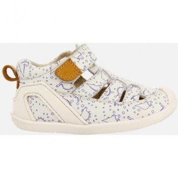 Sandalia de bebé niño Gioseppo Blanca de Piel Estilo Cangrejera con Estampado Fantasía
