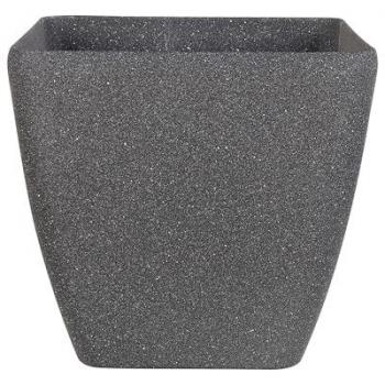 Maceta de exterior en piedra gris H42, mezcla de piedra gris oscuro 42 x 42 cm, fabricada en poliresina