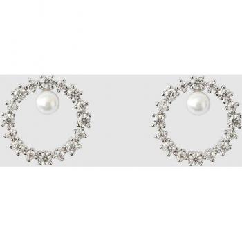 Pendientes Dada Burma plateados con circonitas y perla