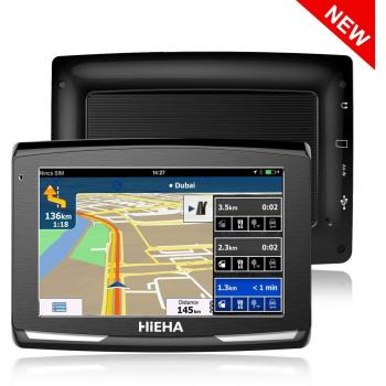 GPS Coches, HIEHA 5 Navegador GPS Camiones, 8GB Pantalla Táctil De Alta definición, Mapa de 48 Países, Sistema de Navegación Múltiples Idiomas