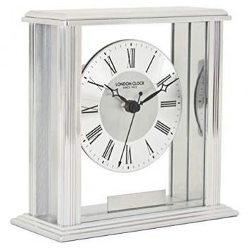Personalizable Silver Flat Top Mantel Clock - 15.5cm H x 14cm W x 6cm D