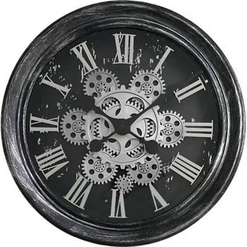 Reloj de pared redondo negro y plateado Ø 34 cm