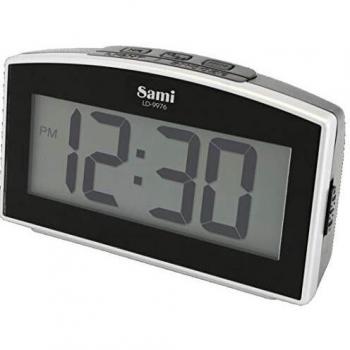 Sami Sami-LD9976B Despertador Digital Pantalla LCD, Dígitos XL y Luz LED. Repetición de Alarma, Formato 12/24 y Sonido Ascendente. Color Blanco