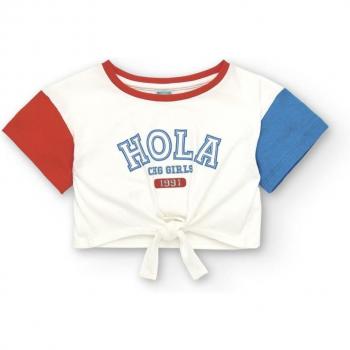 Camiseta de manga corta multicolor para niña Hola de Charanga
