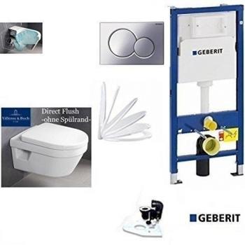 Geberit Duofix Up 320 Excusa Element con Sigma01 cromo, V & B Architectura inodoro direktf Lush - sin bordes, Taza de inodoro, incluye asiento, Ceramicplus.