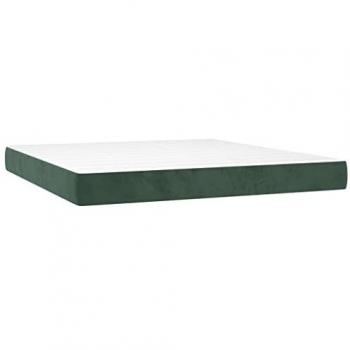 Colchón de muelles ensacados terciopelo verde oscuro 160x220x20 cm