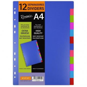 Senfort Juego 12 Separadores A4 PP Rígido Dynamic c/Surtidos