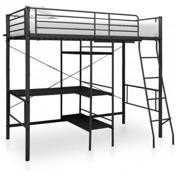 Litera con mesa negra de metal 90x200 cm