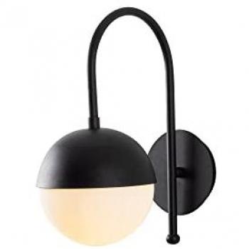 Aplique de pared Wellhome, estructura de metal negro y blanco, tamaño 15x25x30 cm, casquillo E27, máximo 40 W