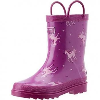 Regatta Kids Waterproof Minnow Printed Wellies Unicorn Radiant Orchid, Size: UK Infant 13